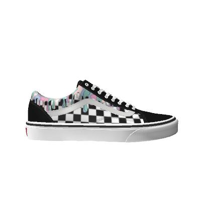 Vans Customs Pastel Drips Checkerboard Old Skool Shoes Black