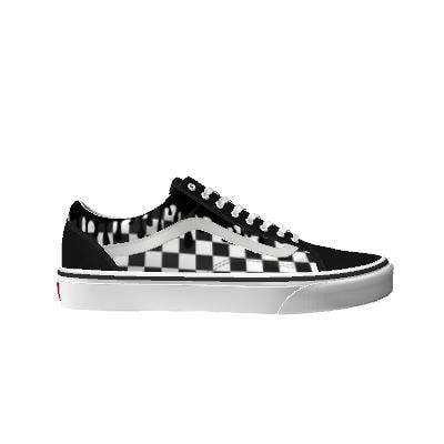 Vans Customs Black Drips Checkerboard Old Skool Shoes