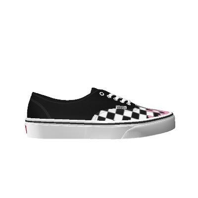 Vans Customs Pink Drips Checkerboard Authentic Shoes Black